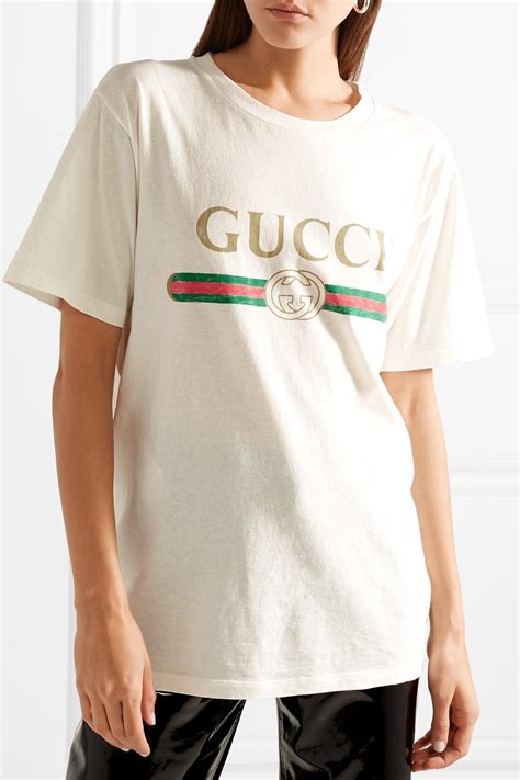 gucci applique distressed printed cotton jersey t-shirt